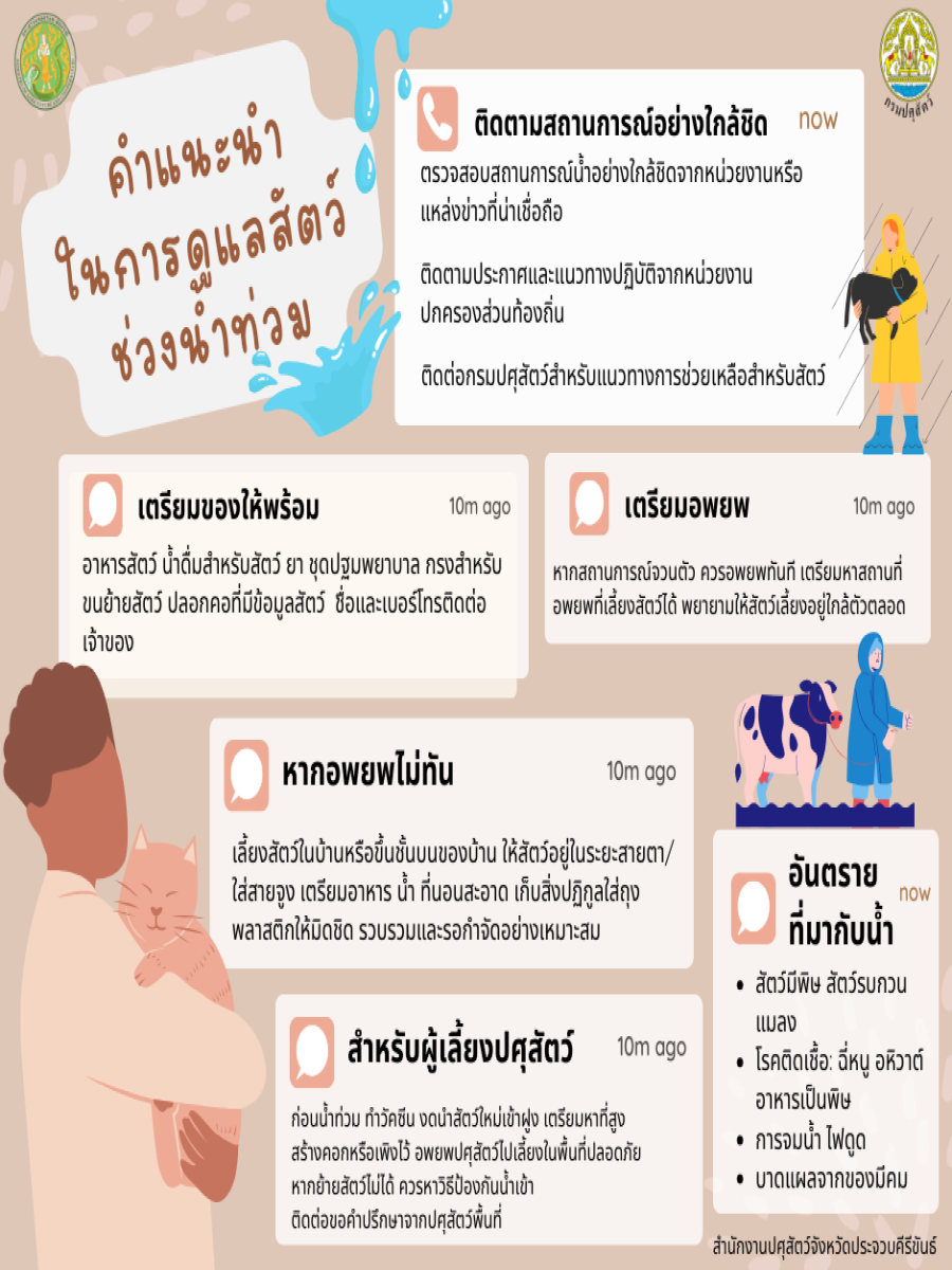 คำแนะนำในการดูแลสัตว์ช่วงน้ำท่วม