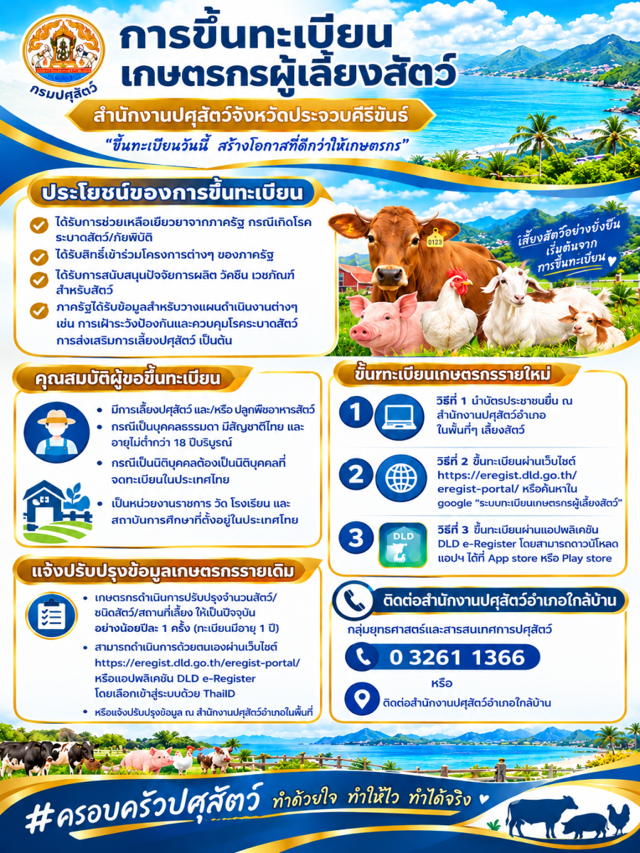 การขึ้นทะเบียนเกษตรกรผู้เลี้ยงสัตว์